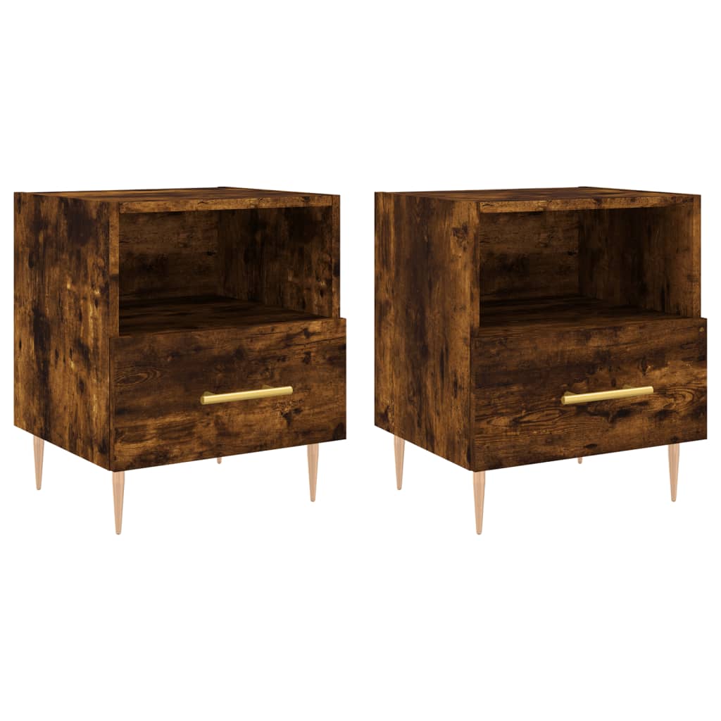 Nachtkastjes 40X35X47,5 Cm Bewerkt Hout Kleur 2 Gerookt eiken