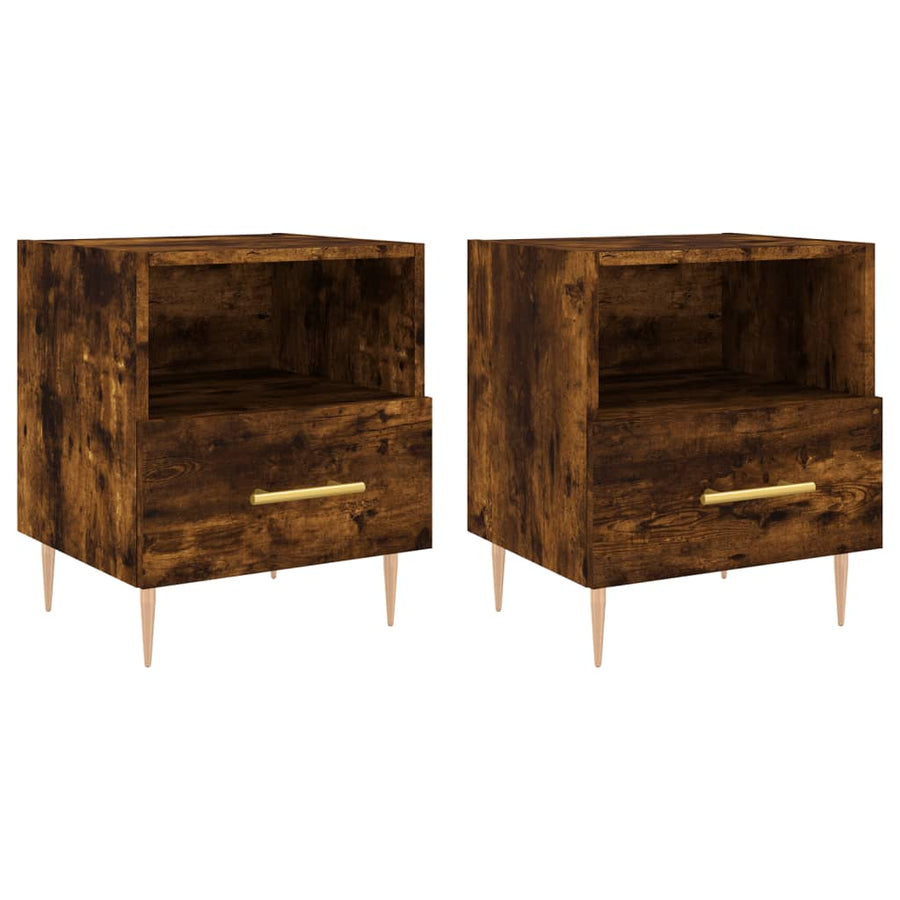 Nachtkastjes 40X35X47,5 Cm Bewerkt Hout Kleur 2 Gerookt eiken
