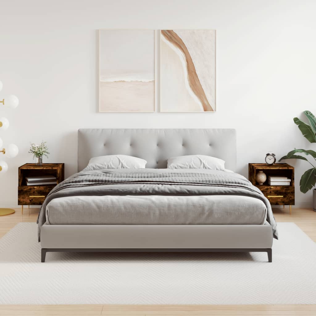 Nachtkastjes 40X35X47,5 Cm Bewerkt Hout Kleur 2 Gerookt eiken
