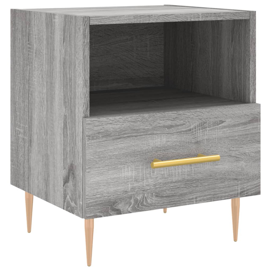 Nachtkastje 40x35x47,5 cm bewerkt hout grijs sonoma eikenkleur