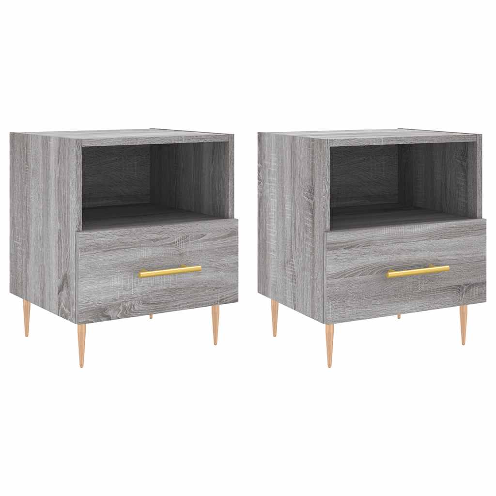Nachtkastjes 2 st 40x35x47,5 cm bewerkt hout grijs sonoma eiken