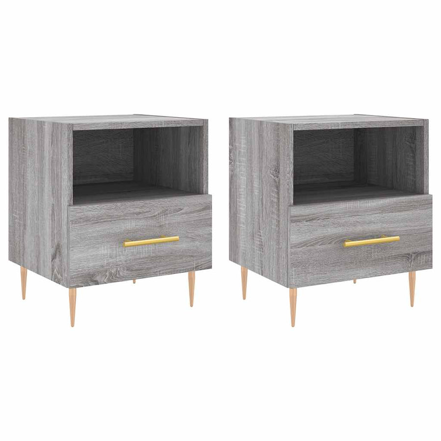 Nachtkastjes 2 st 40x35x47,5 cm bewerkt hout grijs sonoma eiken