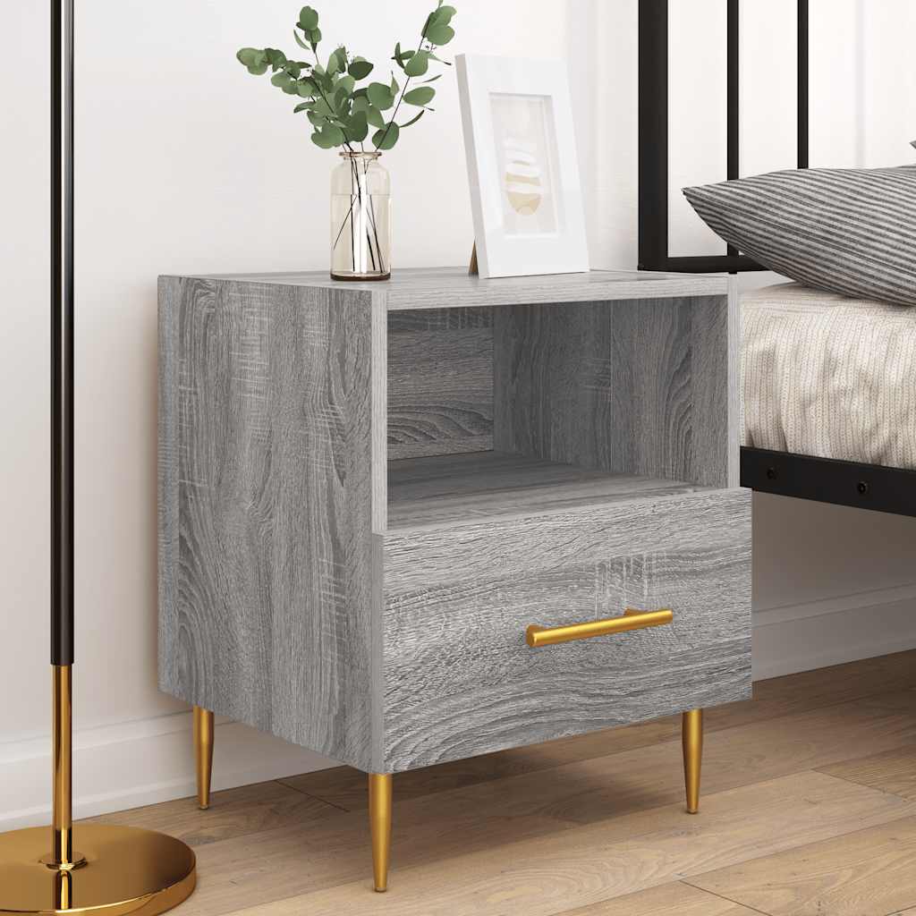 Nachtkastjes 2 st 40x35x47,5 cm bewerkt hout grijs sonoma eiken