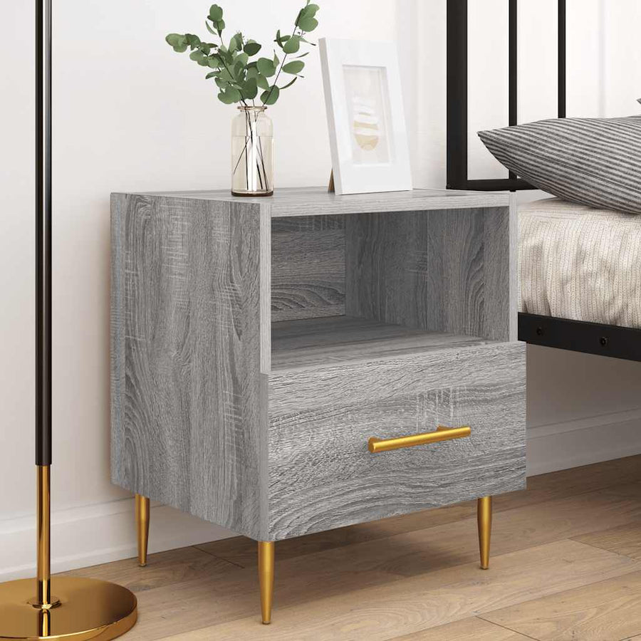 Nachtkastjes 2 st 40x35x47,5 cm bewerkt hout grijs sonoma eiken