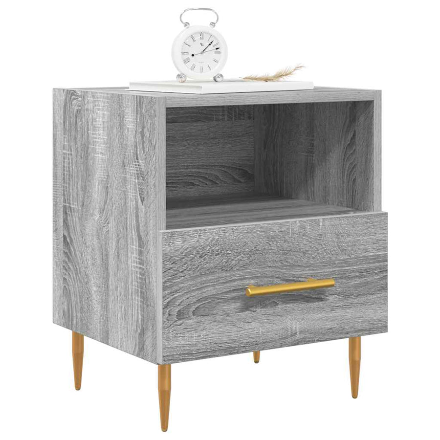 Nachtkastjes 2 st 40x35x47,5 cm bewerkt hout grijs sonoma eiken