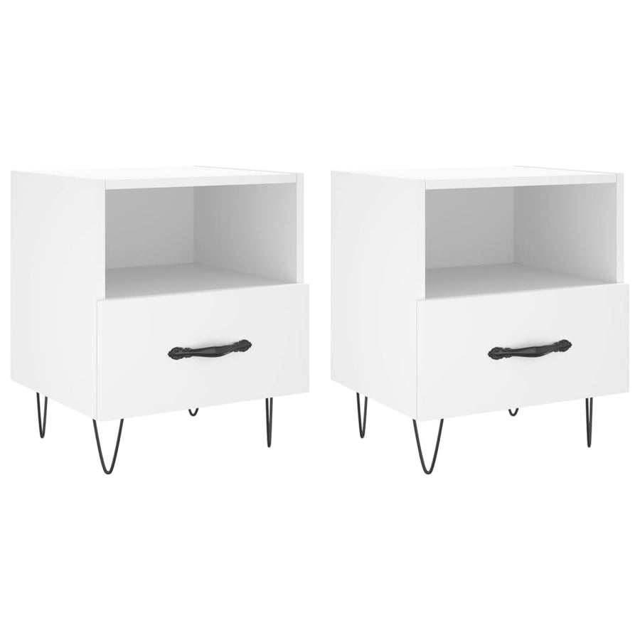 Nachtkastjes 40X35X47,5 Cm Bewerkt Hout 2 Wit