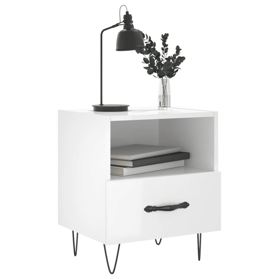 Nachtkastjes 40X35X47,5 Cm Bewerkt Hout 2 Hoogglans wit