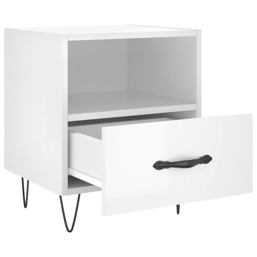 Nachtkastjes 40X35X47,5 Cm Bewerkt Hout 2 Hoogglans wit