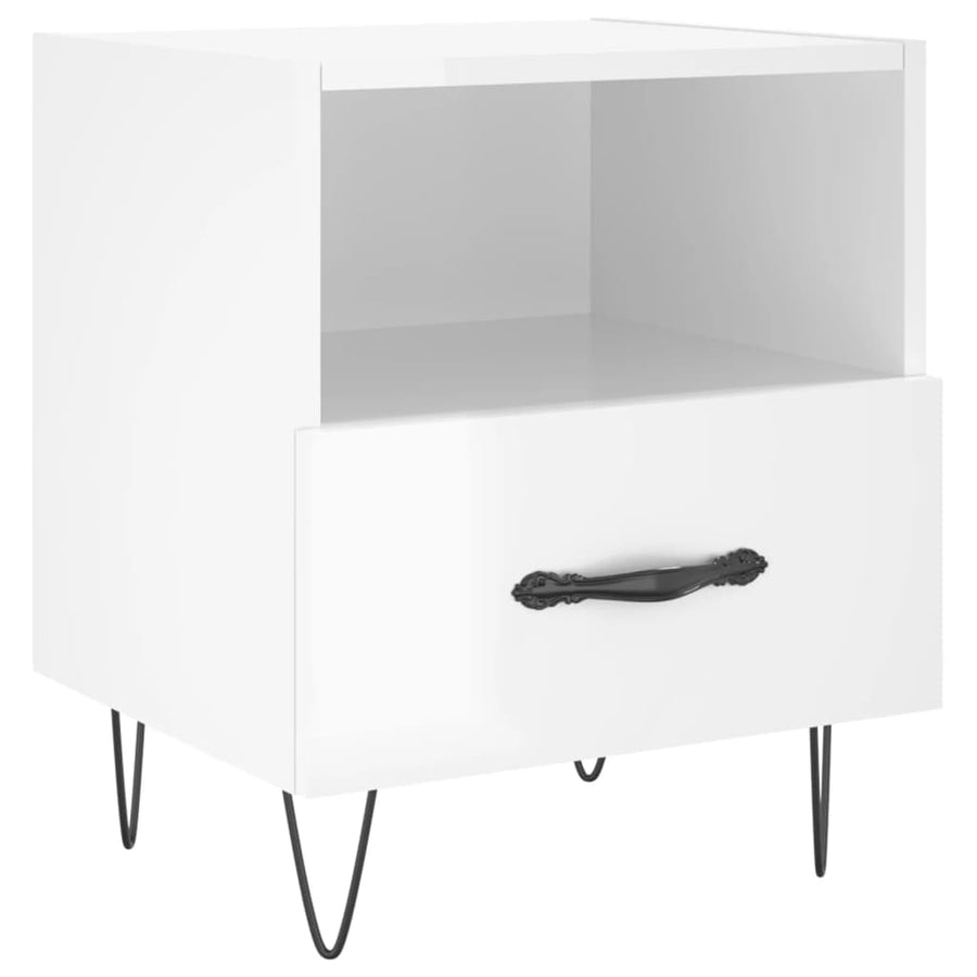 Nachtkastjes 40X35X47,5 Cm Bewerkt Hout 2 Hoogglans wit