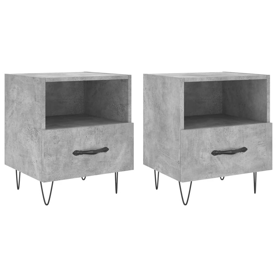 Nachtkastjes 40X35X47,5 Cm Bewerkt Hout 2 Betongrijs