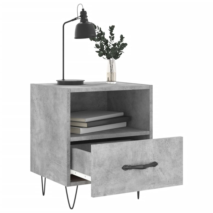 Nachtkastjes 40X35X47,5 Cm Bewerkt Hout 2 Betongrijs