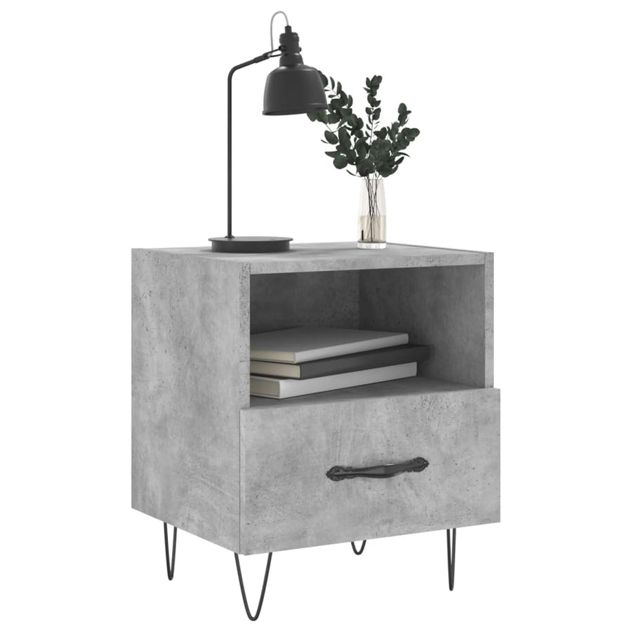 Nachtkastjes 40X35X47,5 Cm Bewerkt Hout 2 Betongrijs