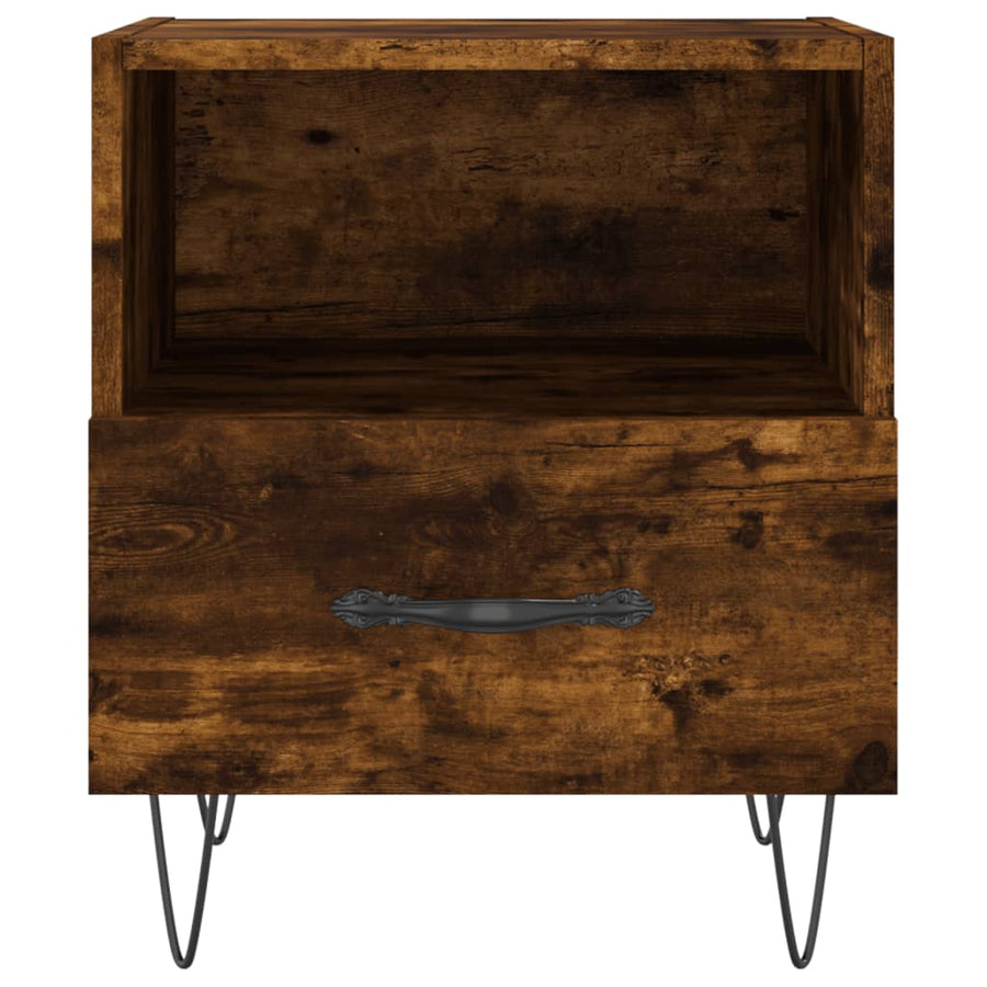 Nachtkastje 40X35X47,5 Cm Bewerkt Hout Kleurig 1 Gerookt eiken