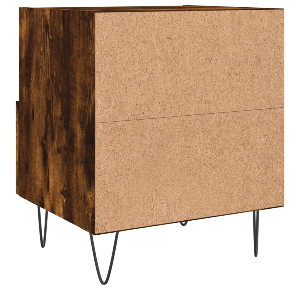Nachtkastje 40X35X47,5 Cm Bewerkt Hout Kleurig 1 Gerookt eiken