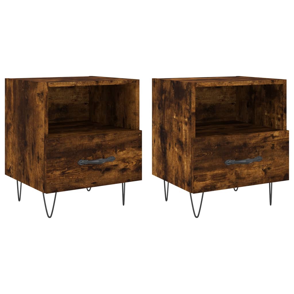 Nachtkastjes 40X35X47,5 Cm Bewerkt Hout Kleur 2 Gerookt eiken