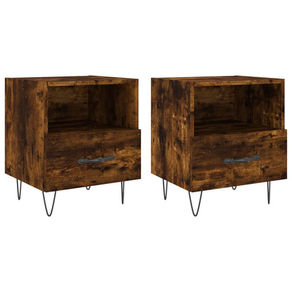 Nachtkastjes 40X35X47,5 Cm Bewerkt Hout Kleur 2 Gerookt eiken
