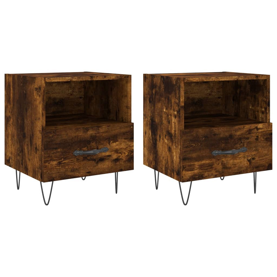 Nachtkastjes 40X35X47,5 Cm Bewerkt Hout Kleur 2 Gerookt eiken