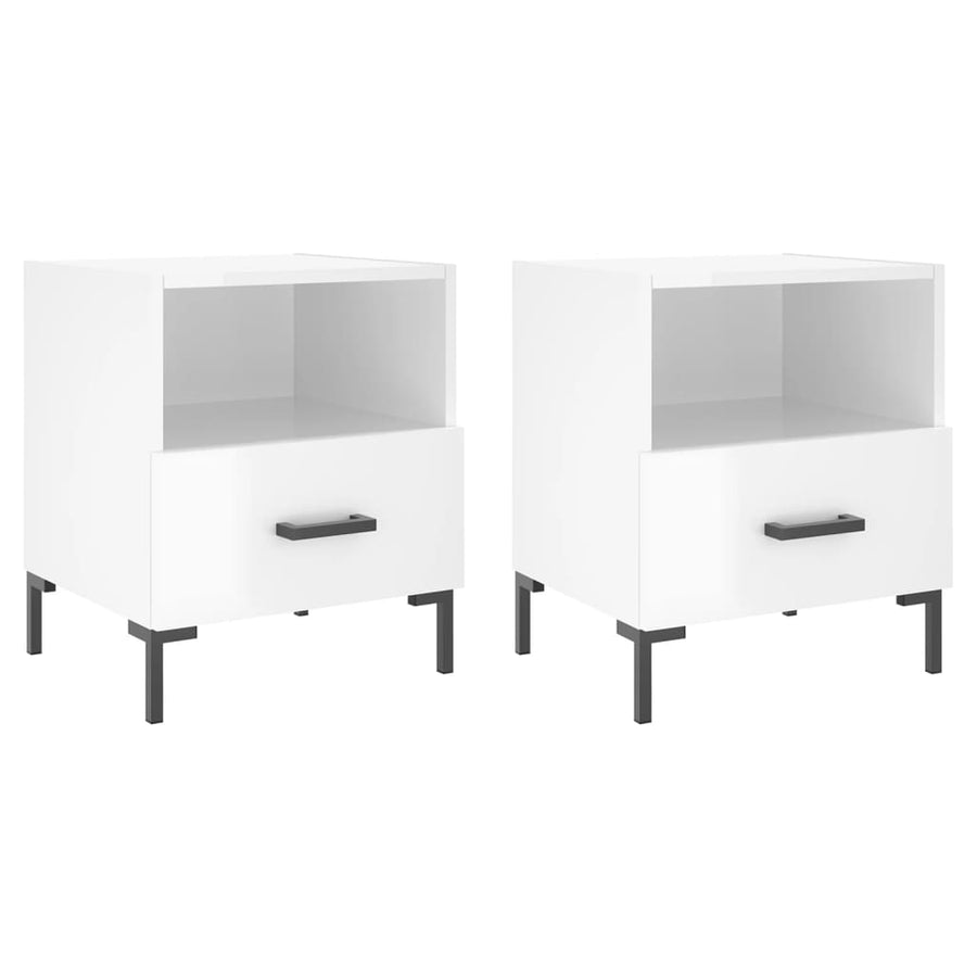 Nachtkastjes 40X35X47,5 Cm Bewerkt Hout 2 Hoogglans wit