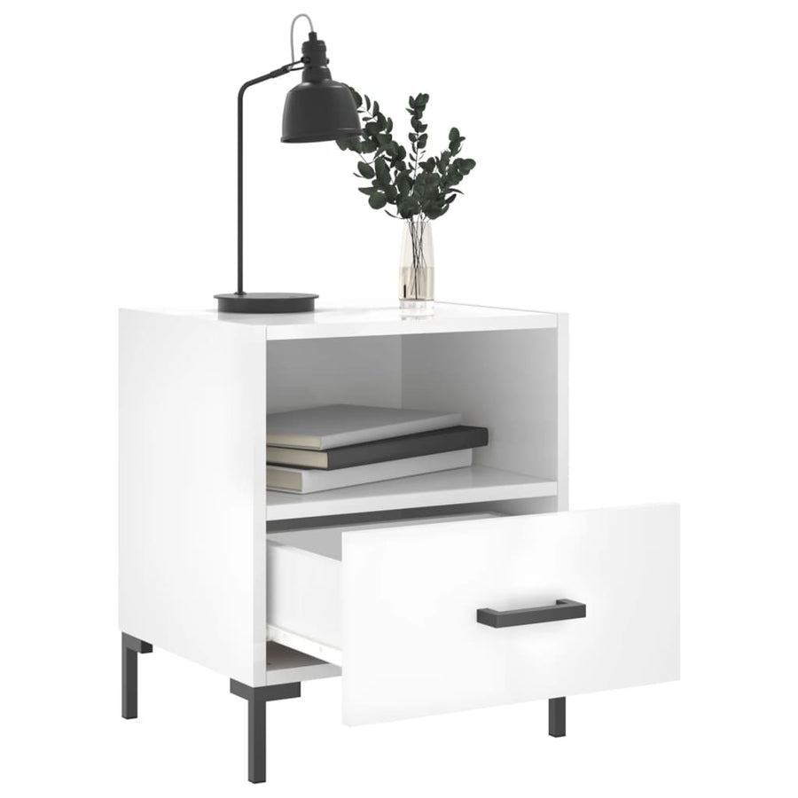 Nachtkastjes 40X35X47,5 Cm Bewerkt Hout 2 Hoogglans wit
