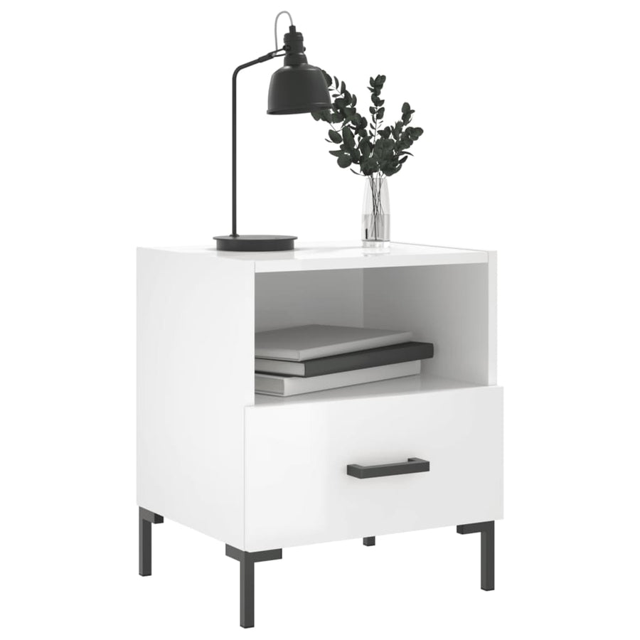 Nachtkastjes 40X35X47,5 Cm Bewerkt Hout 2 Hoogglans wit