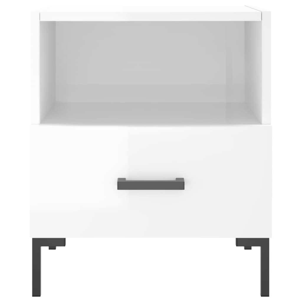 Nachtkastjes 40X35X47,5 Cm Bewerkt Hout 2 Hoogglans wit