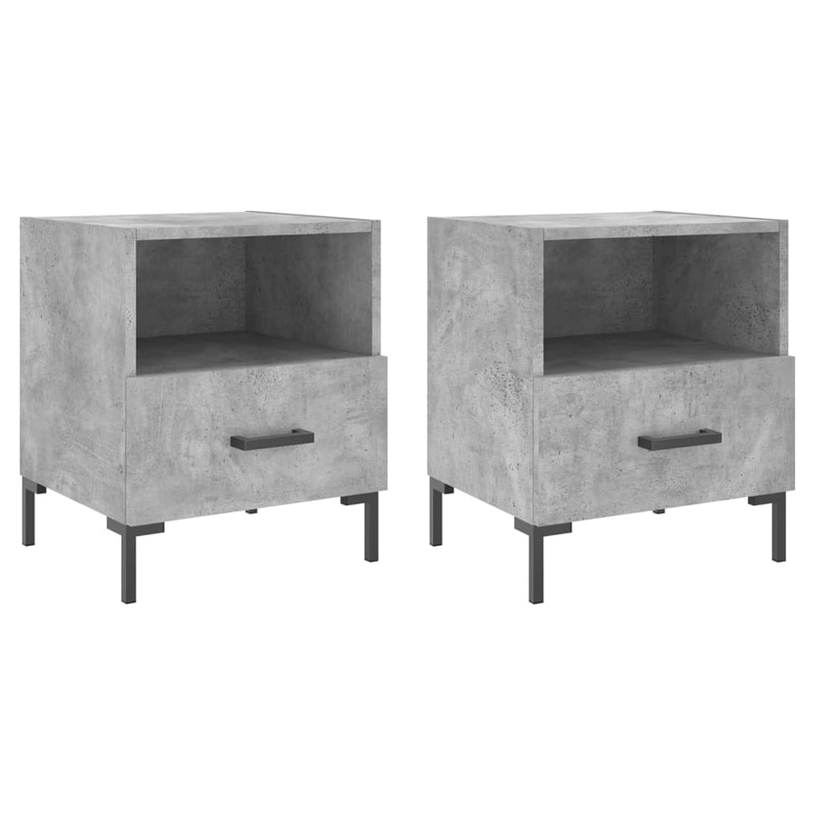 Nachtkastjes 40X35X47,5 Cm Bewerkt Hout 2 Betongrijs