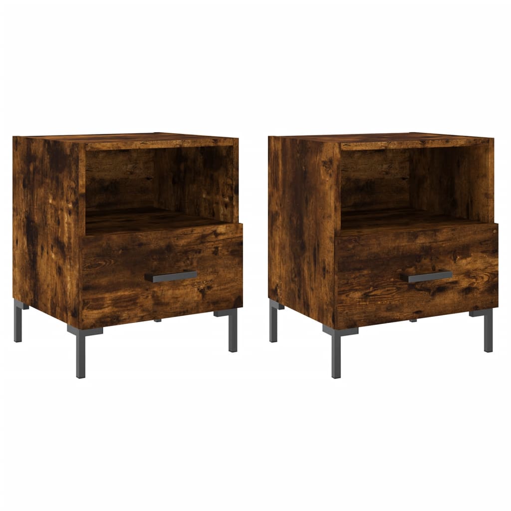 Nachtkastjes 40X35X47,5 Cm Bewerkt Hout Kleur 2 Gerookt eiken