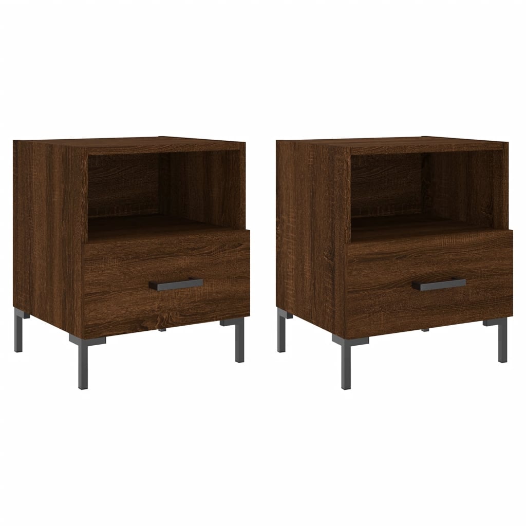 Nachtkastjes 40X35X47,5 Cm Bewerkt Hout Bruin Eikenkleur 2 Bruineiken
