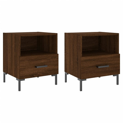 Nachtkastjes 40X35X47,5 Cm Bewerkt Hout Bruin Eikenkleur 2 Bruineiken