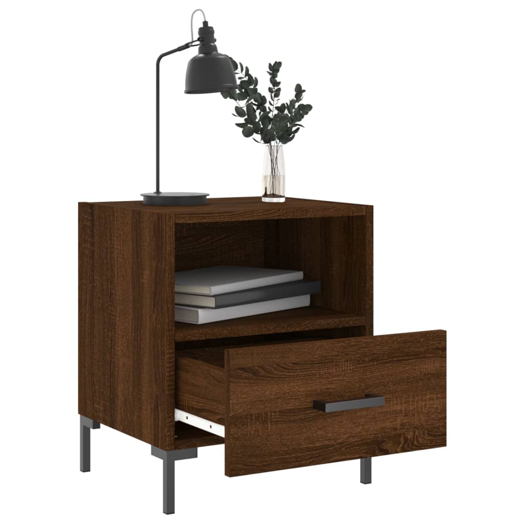 Nachtkastjes 40X35X47,5 Cm Bewerkt Hout Bruin Eikenkleur 2 Bruineiken