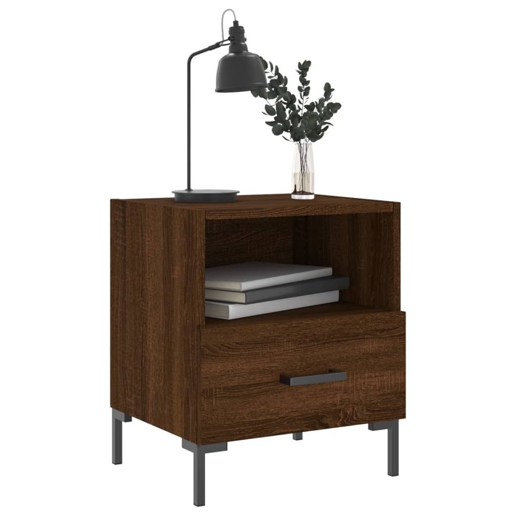 Nachtkastjes 40X35X47,5 Cm Bewerkt Hout Bruin Eikenkleur 2 Bruineiken