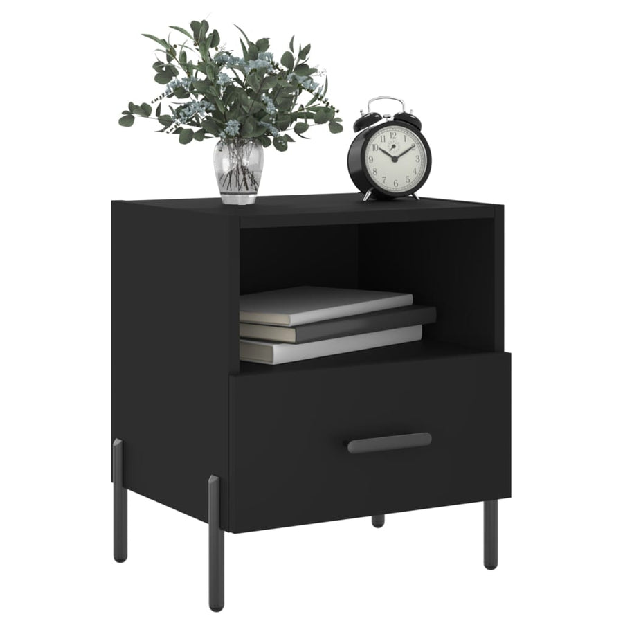 Nachtkastjes 40X35X47,5 Cm Bewerkt Hout 2 Zwart