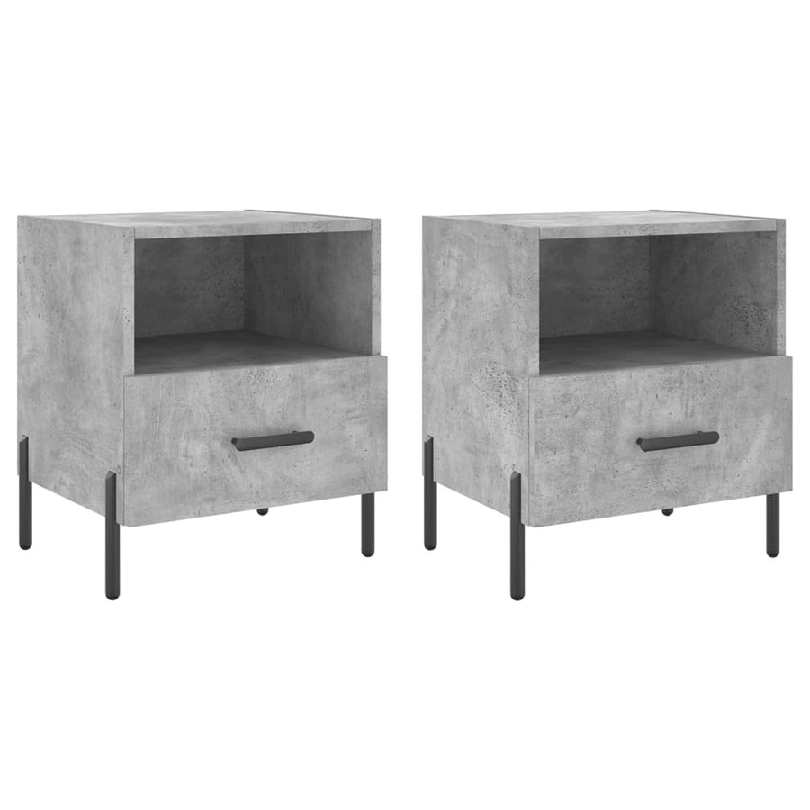 Nachtkastjes 40X35X47,5 Cm Bewerkt Hout 2 Betongrijs