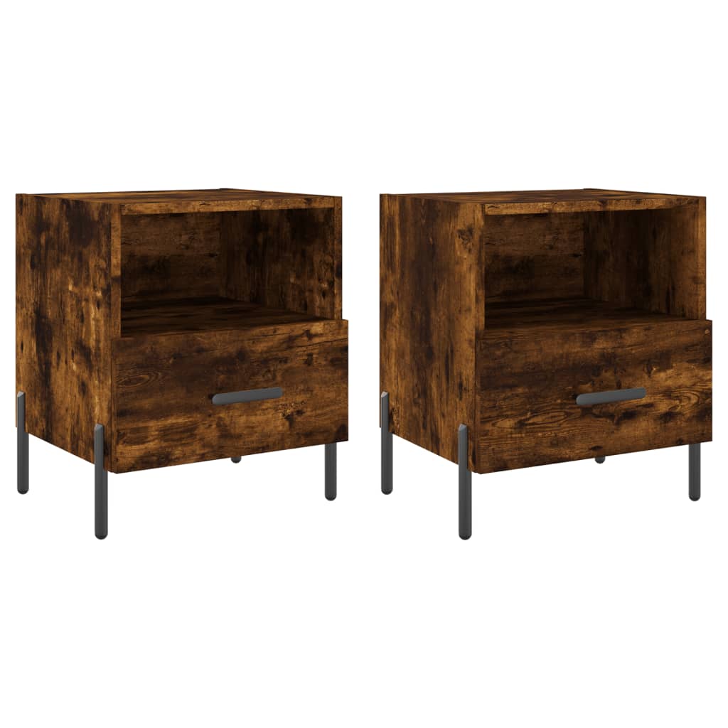 Nachtkastjes 40X35X47,5 Cm Bewerkt Hout Kleur 2 Gerookt eiken