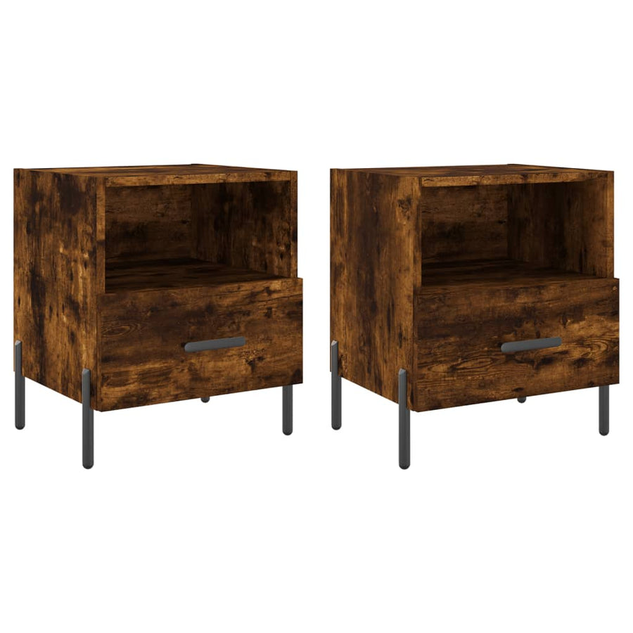 Nachtkastjes 40X35X47,5 Cm Bewerkt Hout Kleur 2 Gerookt eiken