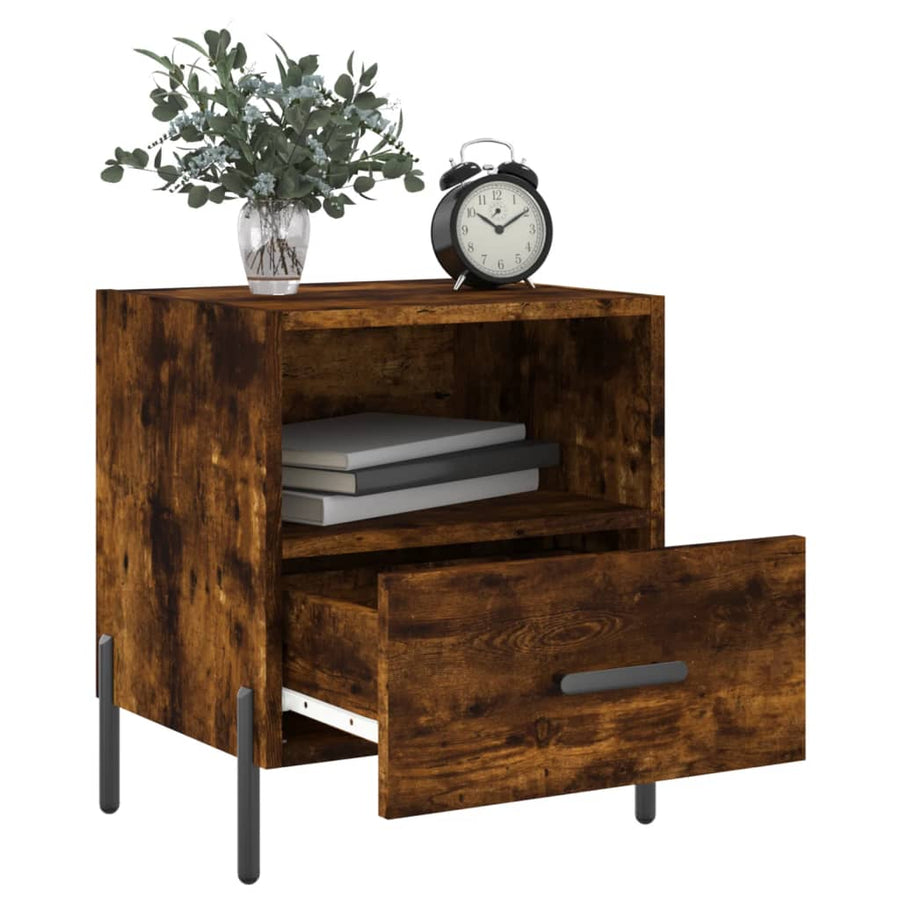 Nachtkastjes 40X35X47,5 Cm Bewerkt Hout Kleur 2 Gerookt eiken