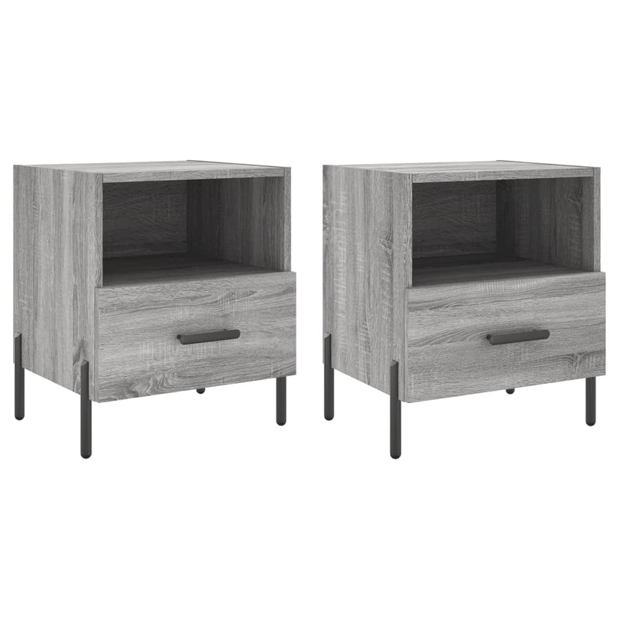 Nachtkastjes 40X35X47,5 Cm Bewerkt Hout Eiken 2 Grijs sonoma