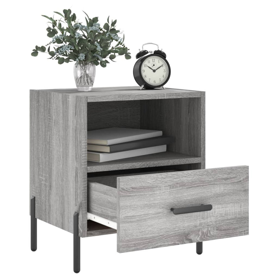 Nachtkastjes 40X35X47,5 Cm Bewerkt Hout Eiken 2 Grijs sonoma