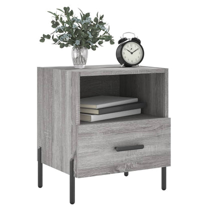 Nachtkastjes 40X35X47,5 Cm Bewerkt Hout Eiken 2 Grijs sonoma