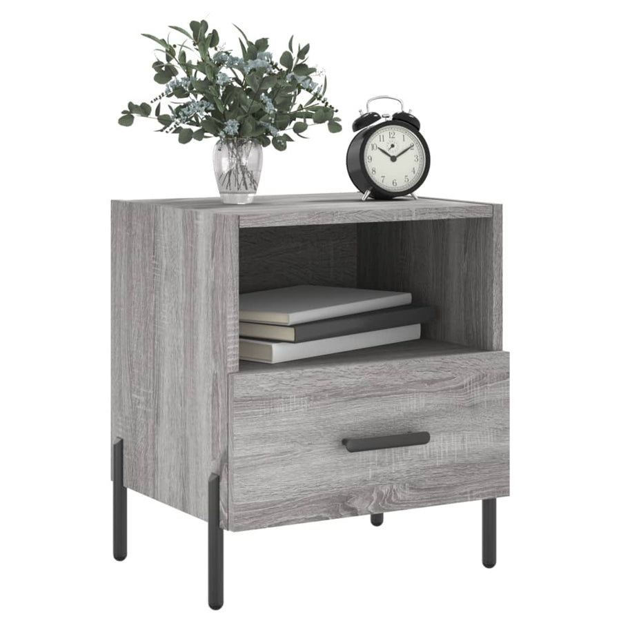 Nachtkastjes 40X35X47,5 Cm Bewerkt Hout Eiken 2 Grijs sonoma