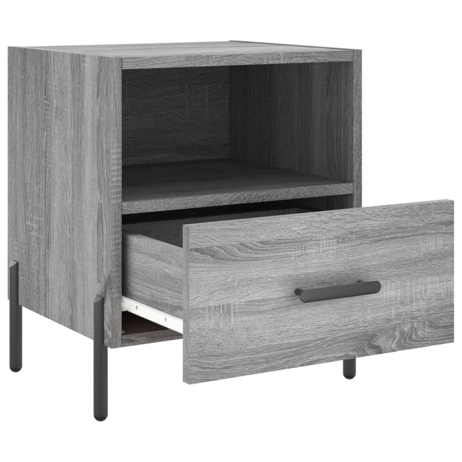 Nachtkastjes 40X35X47,5 Cm Bewerkt Hout Eiken 2 Grijs sonoma