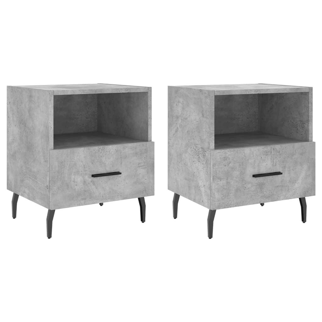 Nachtkastjes 40X35X47,5 Cm Bewerkt Hout 2 Betongrijs