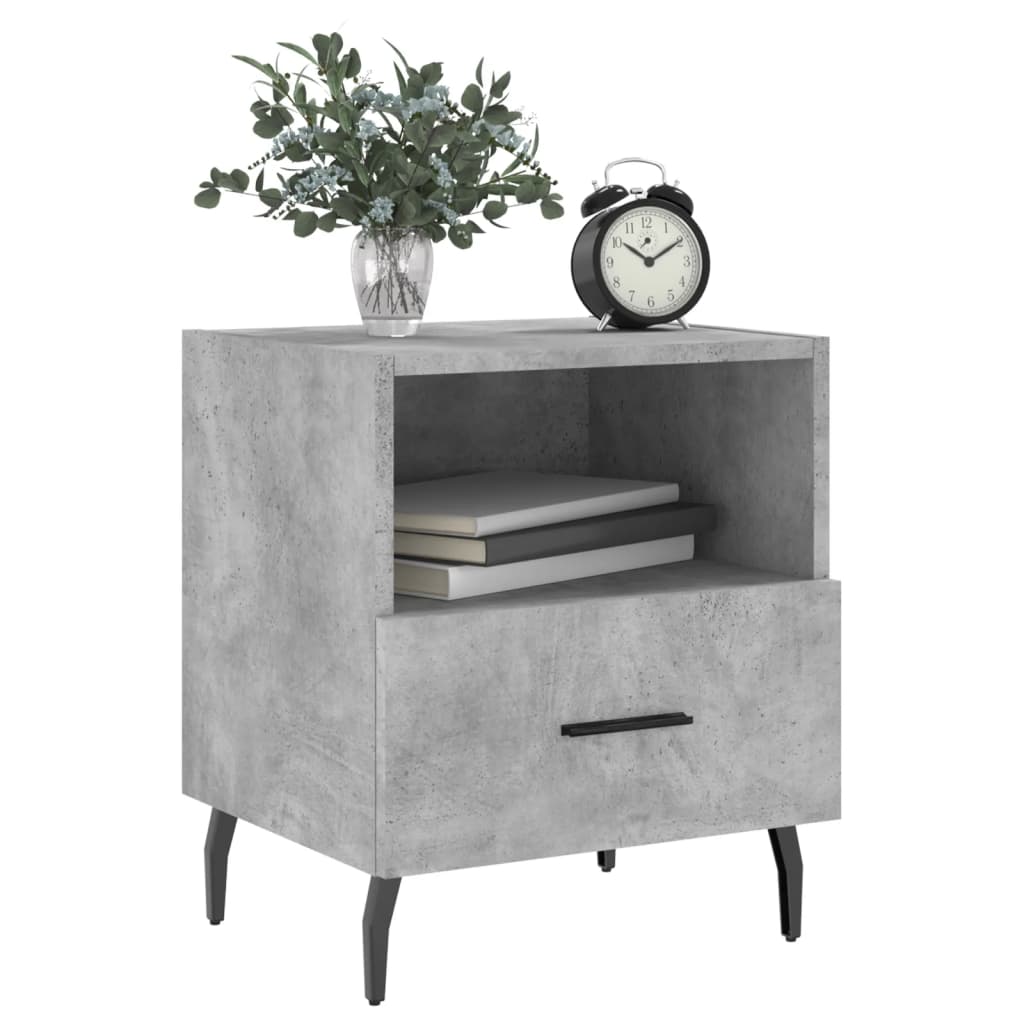 Nachtkastjes 40X35X47,5 Cm Bewerkt Hout 2 Betongrijs