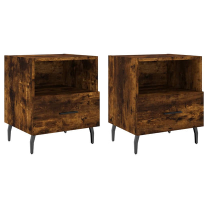 Nachtkastjes 40X35X47,5 Cm Bewerkt Hout Kleur 2 Gerookt eiken