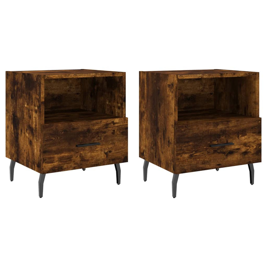 Nachtkastjes 40X35X47,5 Cm Bewerkt Hout Kleur 2 Gerookt eiken