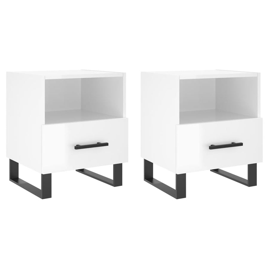 Nachtkastjes 2 st 40x35x47,5 cm bewerkt hout hoogglans wit 2 Hoogglans wit