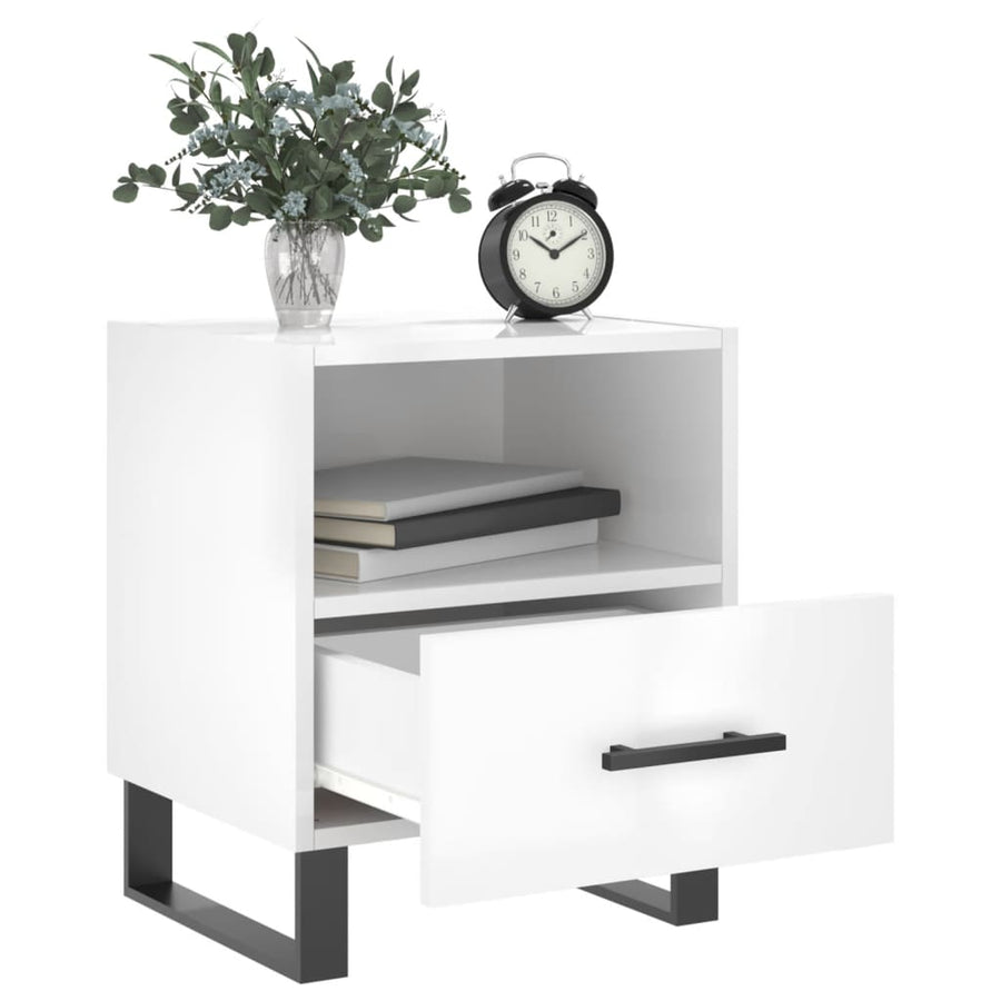 Nachtkastjes 2 st 40x35x47,5 cm bewerkt hout hoogglans wit 2 Hoogglans wit