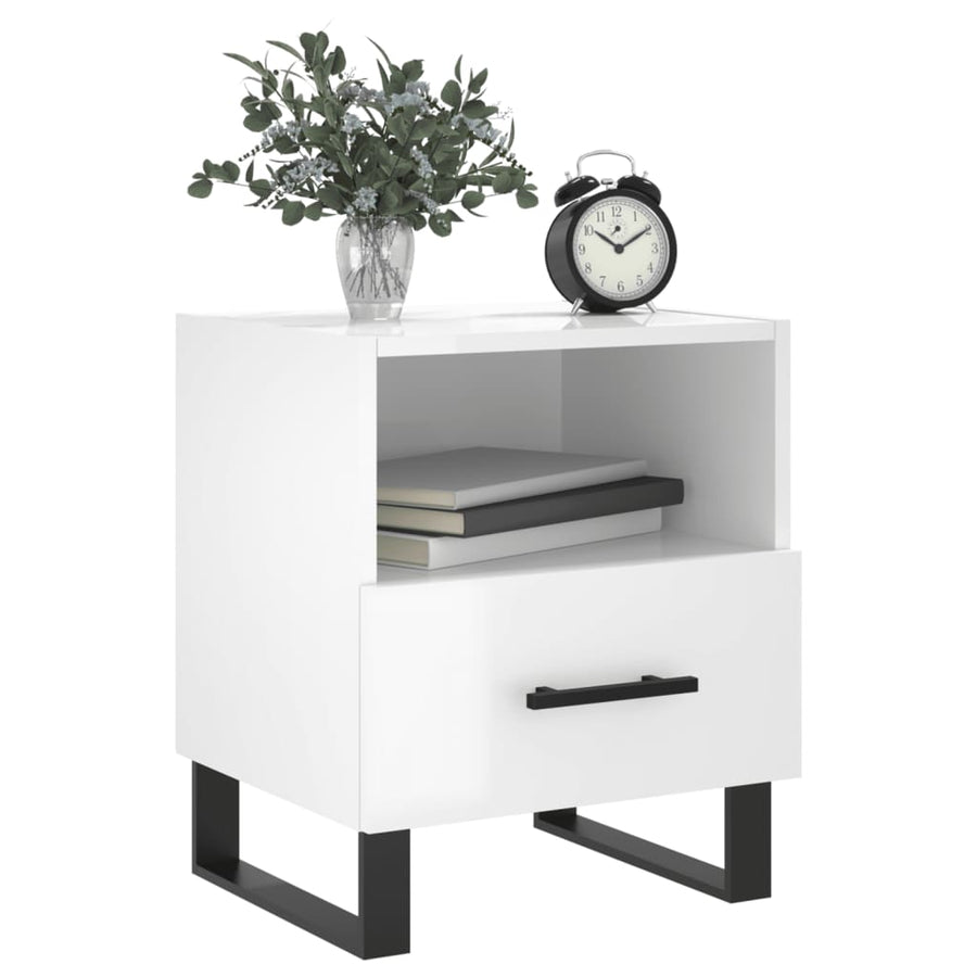 Nachtkastjes 2 st 40x35x47,5 cm bewerkt hout hoogglans wit 2 Hoogglans wit