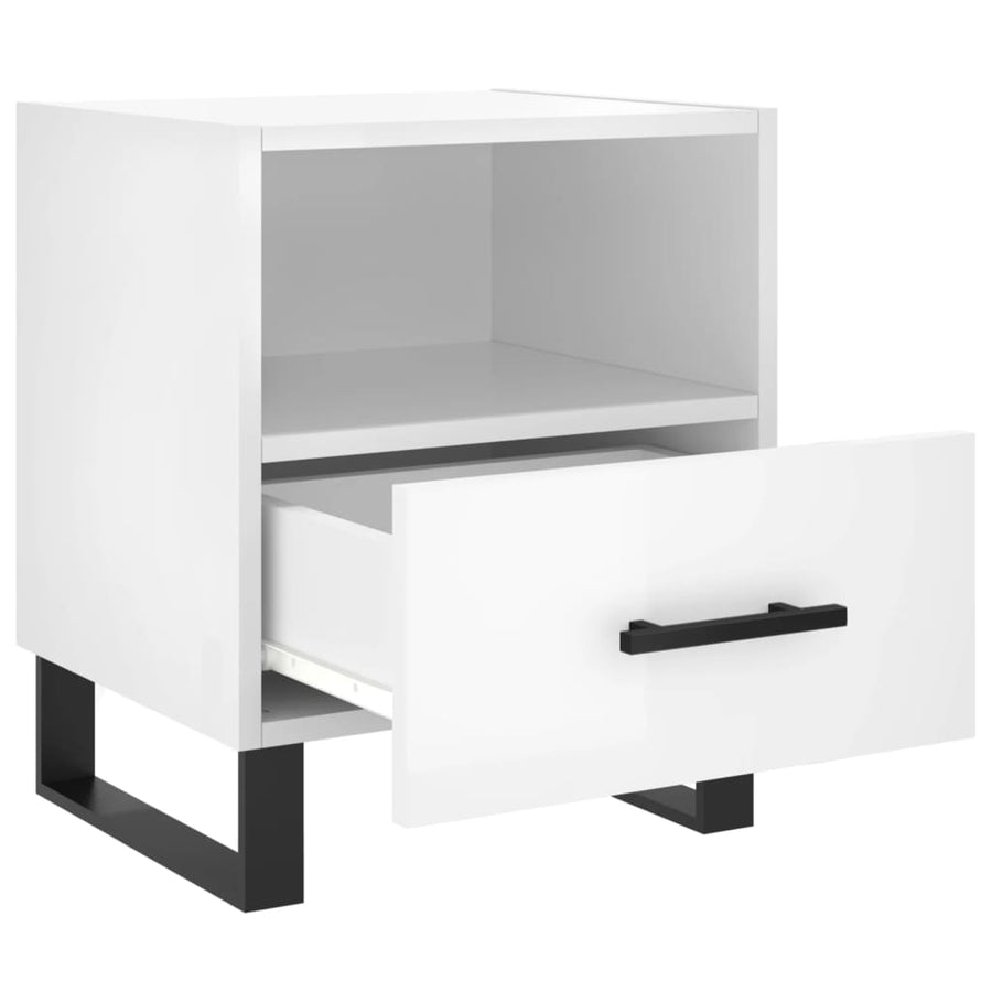 Nachtkastjes 2 st 40x35x47,5 cm bewerkt hout hoogglans wit 2 Hoogglans wit