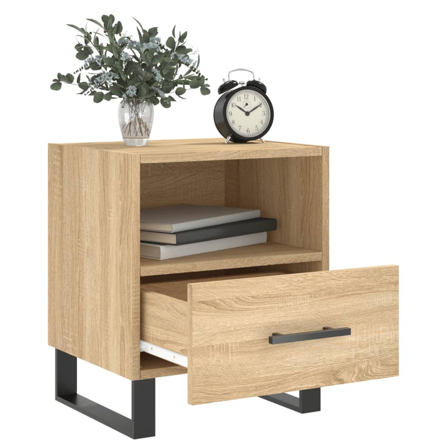 Nachtkastje 40X35X47,5 Cm Bewerkt Hout Kleurig 1 Sonoma eiken